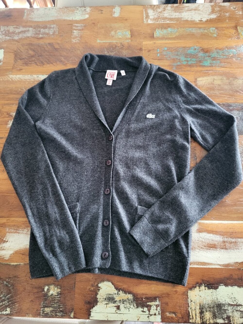 Lacoste grey cardigan size Small